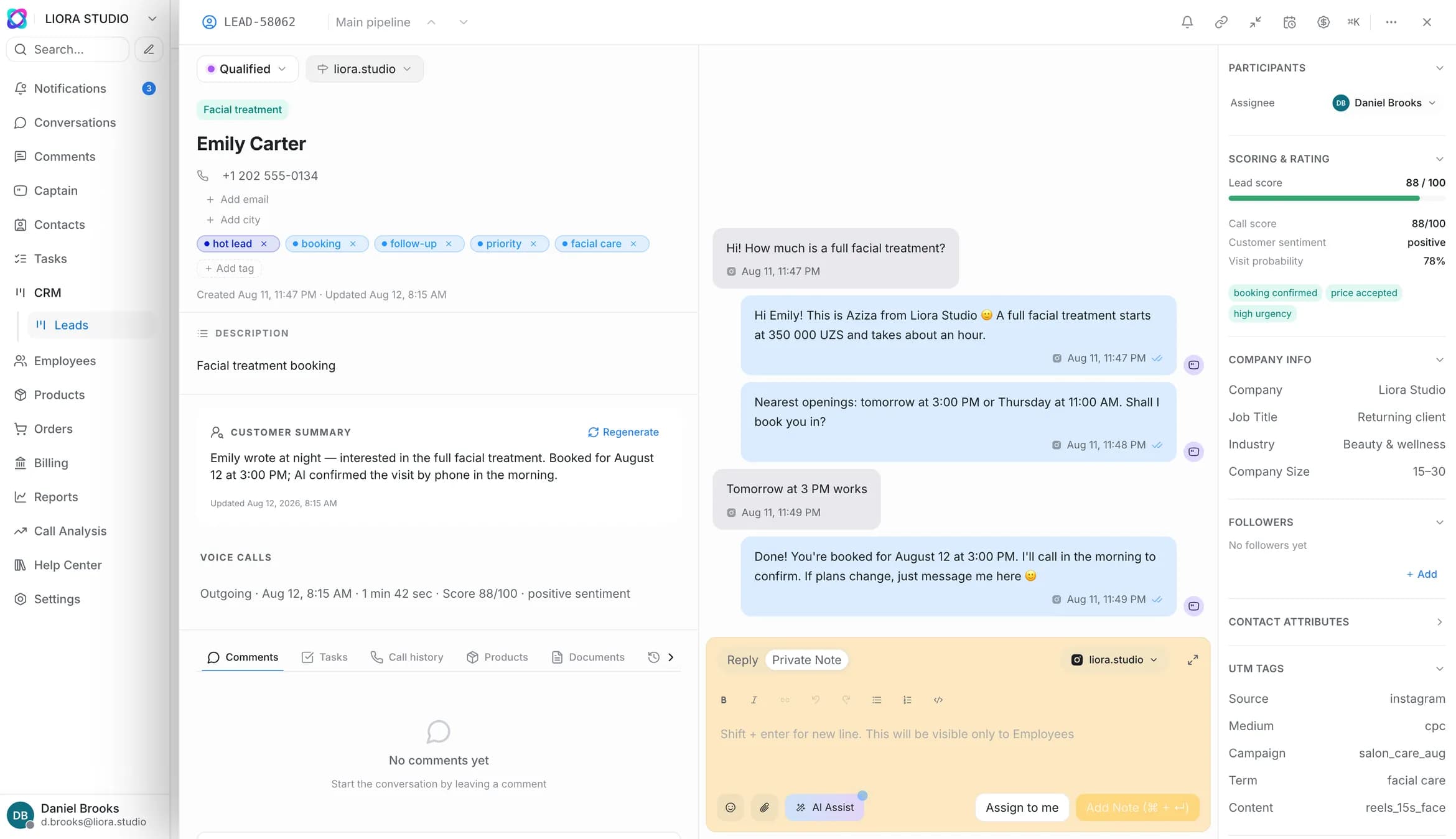 Lead scoring: the AI set the score, the stage and the reason the lead is hot